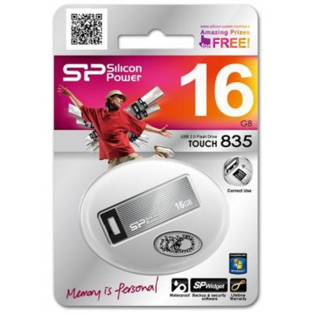 Flash SiliconPower USB 2.0 Touch 835 16Gb Iron Gray no chain metal Київ - фото 3