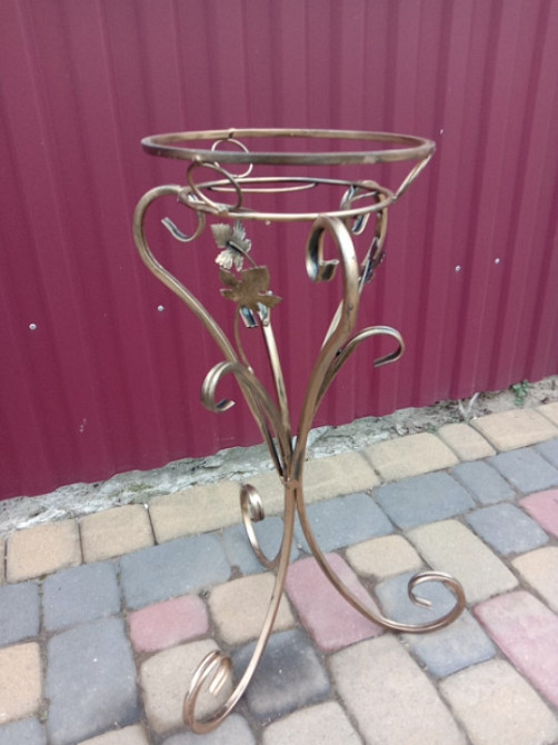 Подставка кованая для цветов «Тюльпан» на 1 вазон, стойка под цветы, вазон Киев - изображение 3