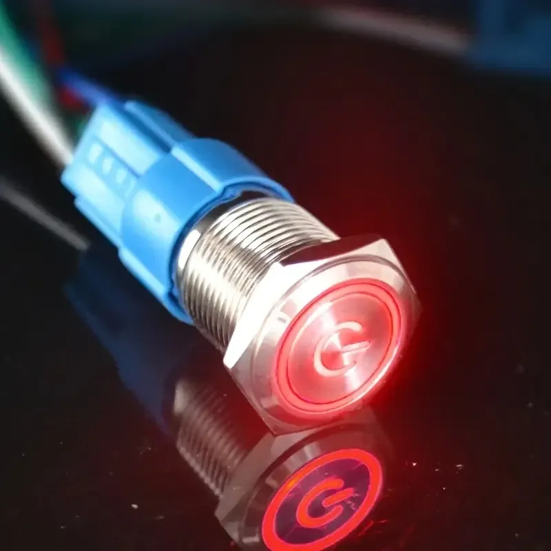 Металлический переключатель с синей подсветкой 16мм Киев - изображение 2