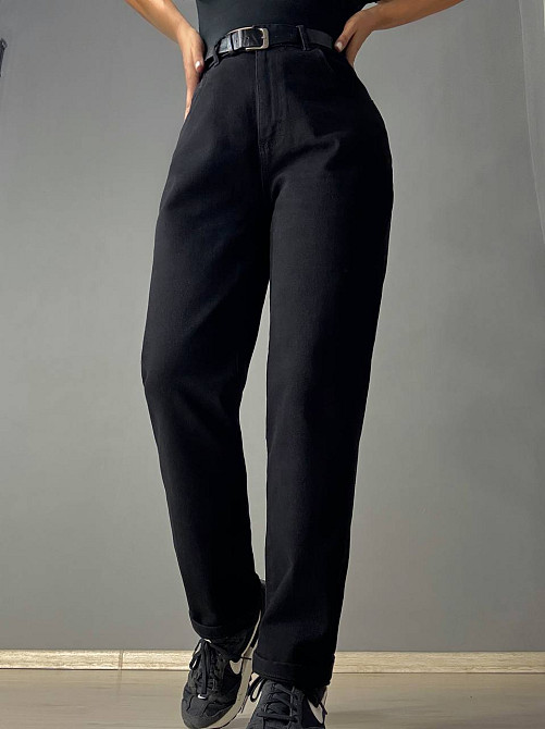 Джинсы женские Ladyn 0199 MOM бананы большие размеры батал черные, черный, 42., 42, 120 см, 145 см Киев - изображение 5