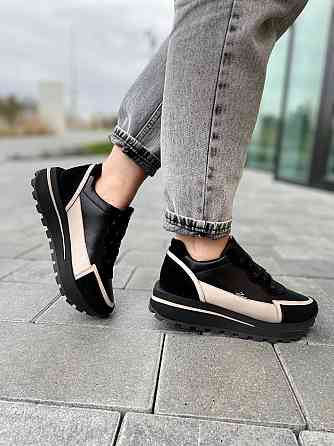 Olli Кросівки жіночі OLLI T-2-Атиа чорні+кофе (весна-осінь, шкіра натуральна) (4870) Коломыя