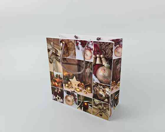Пакети паперові подарункові, новорічні Квадрат 23*24*10- 10 (12 шт.) Харків