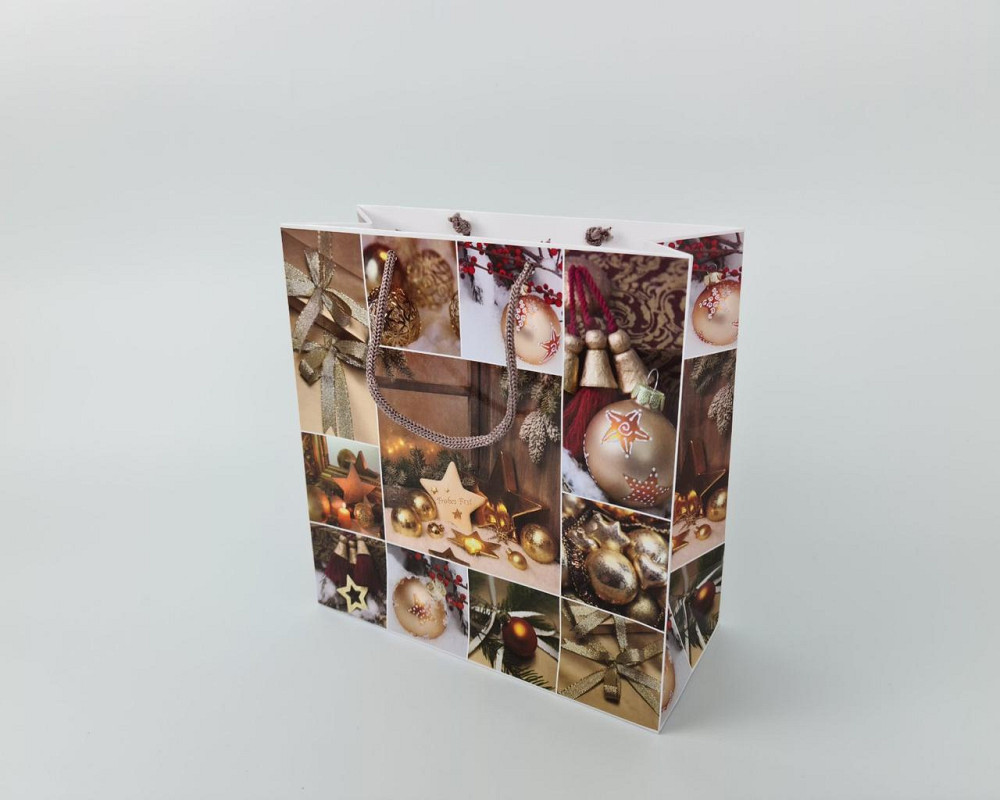 Пакети паперові подарункові, новорічні Квадрат 23*24*10- 10 (12 шт.) Харків - фото 2