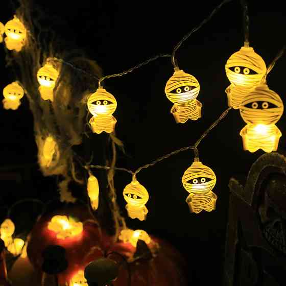 Гирлянда Хэллоуин Мумия 150 см 10 led 35 на 55 мм бежевый Киев