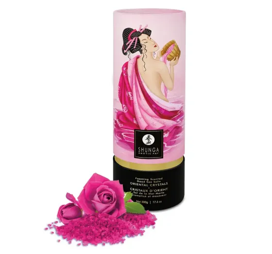 Пінлива сіль для ванни Shunga Dead Sea salt Oriental Crystals — Rose Petal (500 г), сіль Мертвого мо Львів