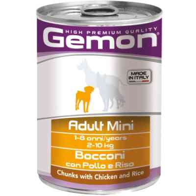Консервы для собак Gemon Dog Wet Mini Adult кусочки с курицей и рисом 415 г (8009470387873) Винница