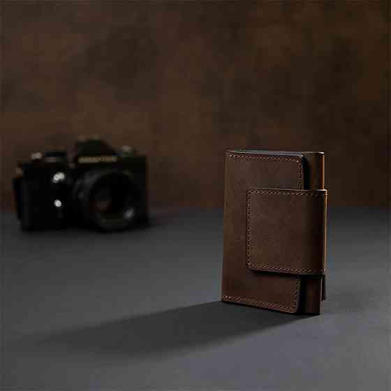 Чоловіча шкіряна візитниця Коричневий (GRANDE PELLE) Київ