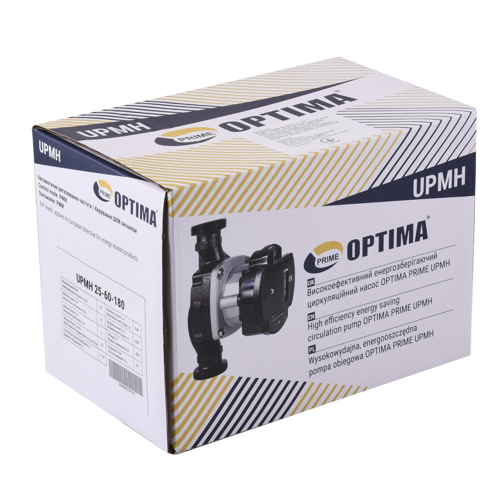 Насос циркуляционный энергосберегающий Optima PRIME UPMH 25-60AUTO 180мм + гайки (000027870) Киев - изображение 5