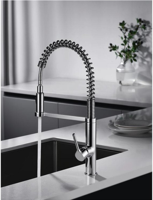Змішувач для кухні TOPAZ SARDINIA TS-08401-H71 Гнучкий вилив на пружині, з душовою насадкою Тернопіль - фото 2
