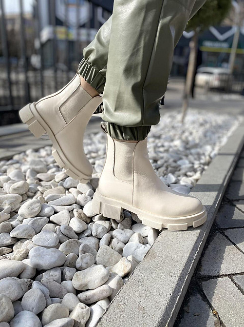 Черевики жіночі GREMMY бежеві натуральна шкіра весна-осінь высота 13 см (4305) Коломия - фото 2