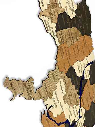 Карта Украины из натурального дерева на стену 59х40 см, карта Украины навесная Каменец-Подольский