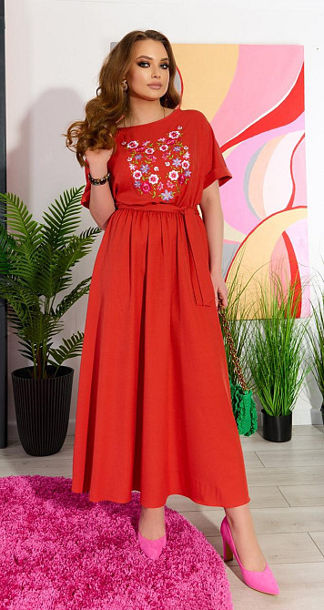 Лёгкое свободное платье с вышивкой (48) Киев - изображение 1