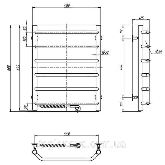 Сушарка для рушників Блюз 480х600 ліва Чернівці