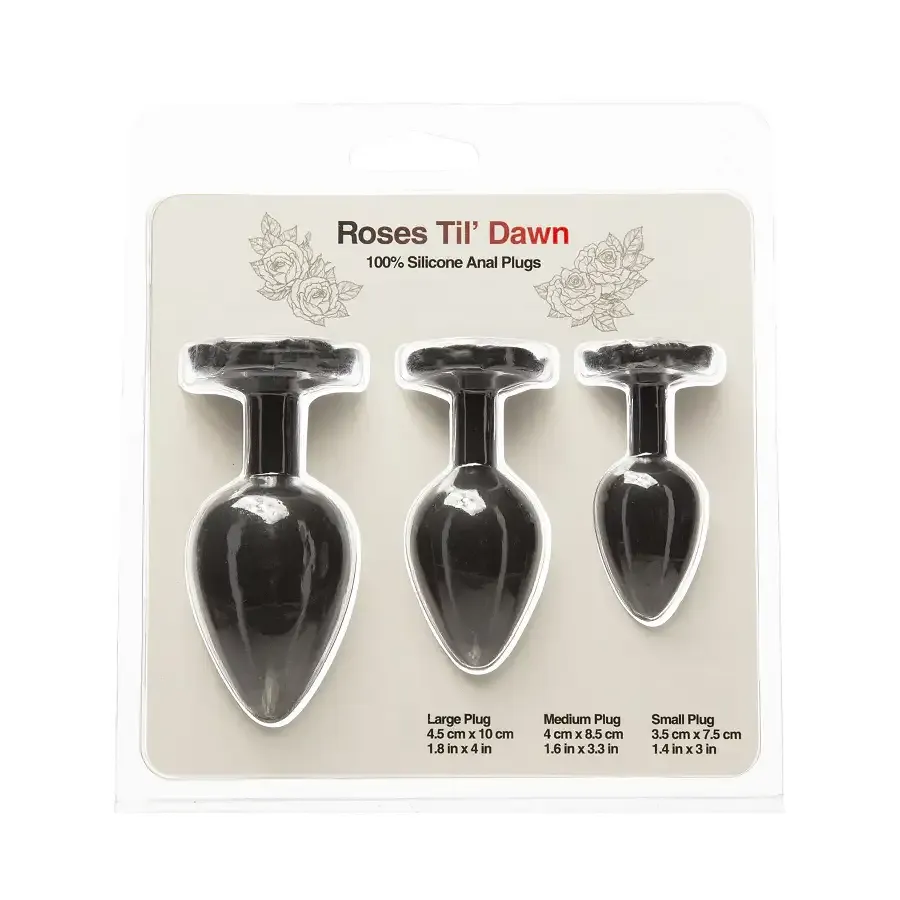Набор силиконовых анальных пробок BMS Roses Til’ Dawn Silicone Anal Plug Kit Starter Kit Black Львов - изображение 4