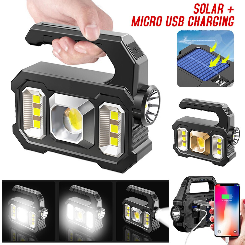 Світлодіодний ручний ліхтар Starnearby з акумулятором, на сонячній батареї (З сріблястою вставкою) Миколаїв - фото 3