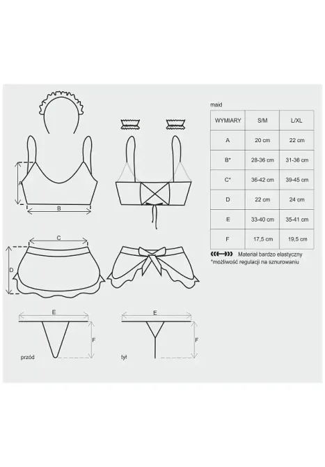 Атласний еротичний костюм покоївки Obsessive Maid set S/M, black, 5 предметів Львів - фото 5