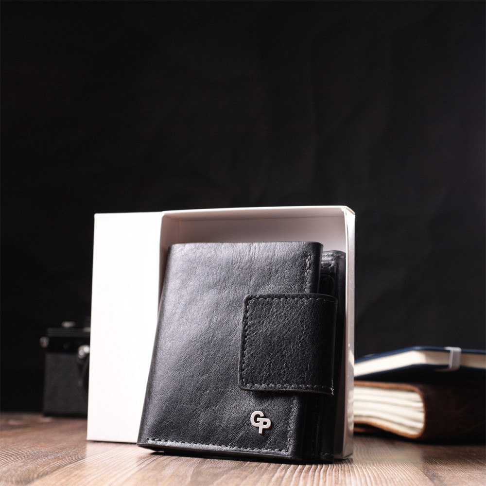 Шикарный кошелек с множеством отделений из люксовой натуральной кожи GRANDE PELLE 22573 Черный Киев - изображение 1