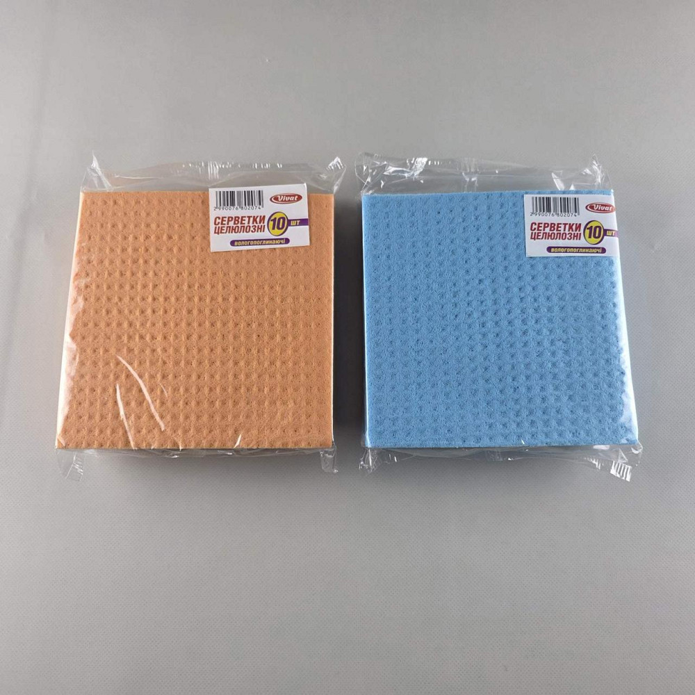Салфетка губчатая влагопоглощающая из натуральной целлюлозы 16*16 "Vivat" (а10) (1 пачка) Харків - фото 1