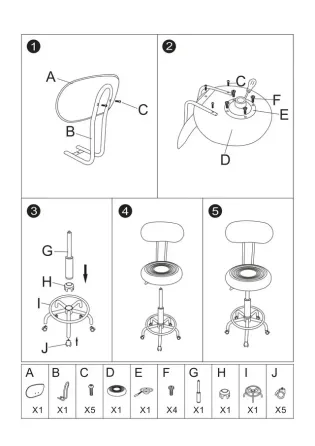 Стул косметологический без спинки на колесах с подставкой для ног, регулировка высоты Слоновая кость Киев