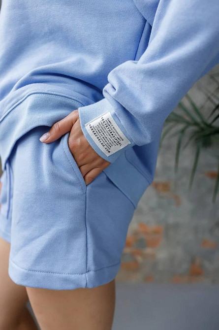 Костюм спортивний жіночий худі з шортами Блакитний M/L Харків - фото 2