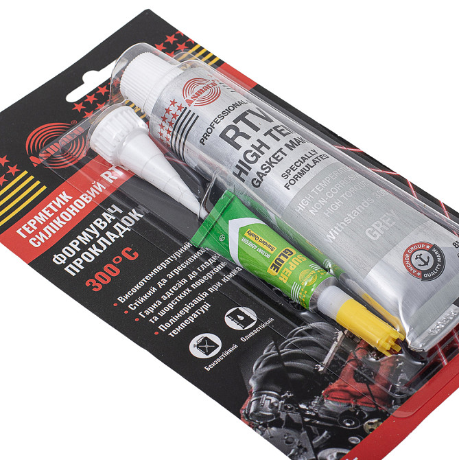 Asmaco Герметик силиконовый RTV формирователь прокладок высокотемпературный +300°С серый 85г ОА Коломыя - изображение 8