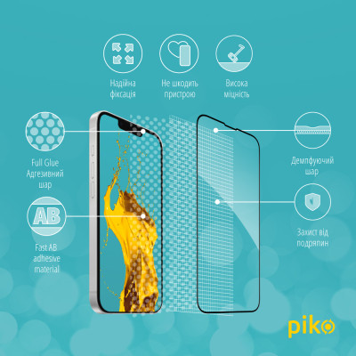 Скло захисне Piko Full Glue Apple iPhone 16E Black (1283126614293) Вінниця - фото 3