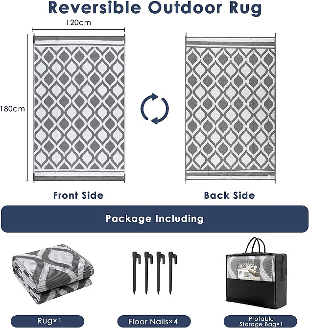 Вуличний водонепроникний килим VK living Outdoor Rug YNK007 / YNK008 120х180 см Луцк - изображение 4