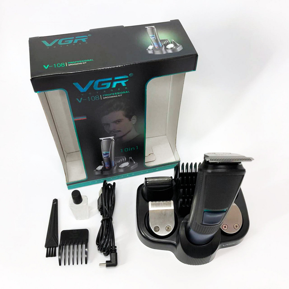 Чоловічий набір для стрижки волосся акумуляторний VGR V-108, Машинка для стрижки голови SK-74 Львів - фото 1