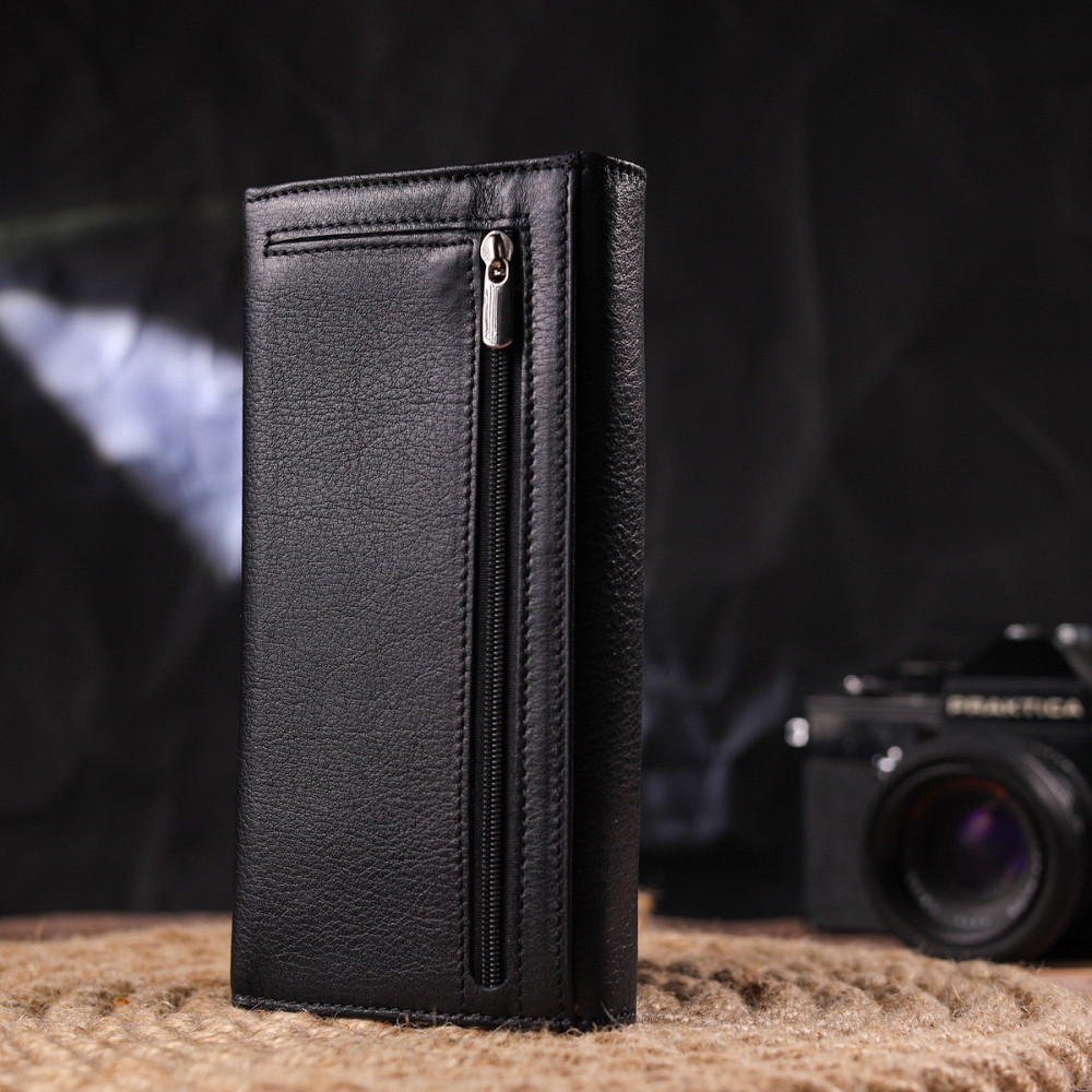 Классический женский кошелек из натуральной кожи Черный (CANPELLINI) Киев - изображение 3