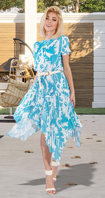 Красивое бирюзовое платье плиссе (48) Киев - изображение 2