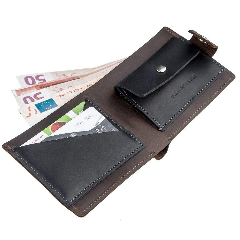 Солидное мужское портмоне винтажное GRANDE PELLE 11230 Коричневое Киев - изображение 5