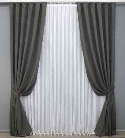 Комплект готовых штор VR-Textil Микровелюр SPARTA № 839ш Темно-серый 100х285 см 2 шт (31-332) Киев