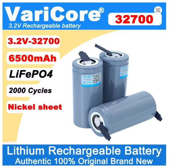 Аккумулятор 32700 VariCore LIFE-PO4 6500mAh 3.2V (VC-3265) N под пайку 55A Серый Киев - изображение 2