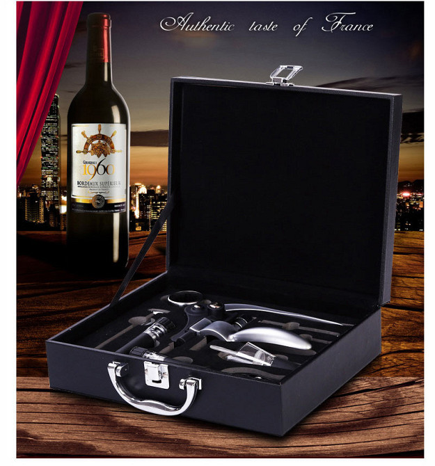Винный набор из 10 !!! предметов, набор для вина в подарочном кейсе из экокожи Кременчуг - изображение 1