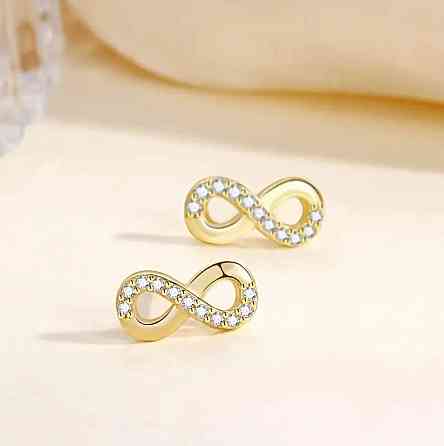 Серьги-пусеты бесконечность – золотой цвет Киев