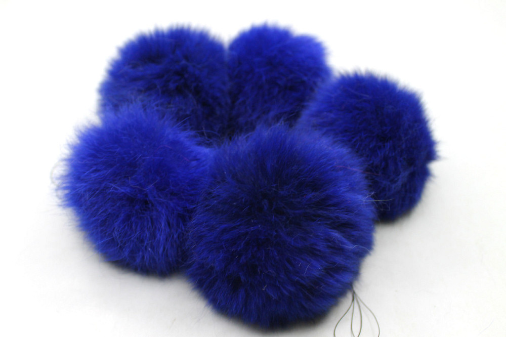 Помпони з натурального хутра кролика на нитці 6-7 см Електрик Харків - фото 1