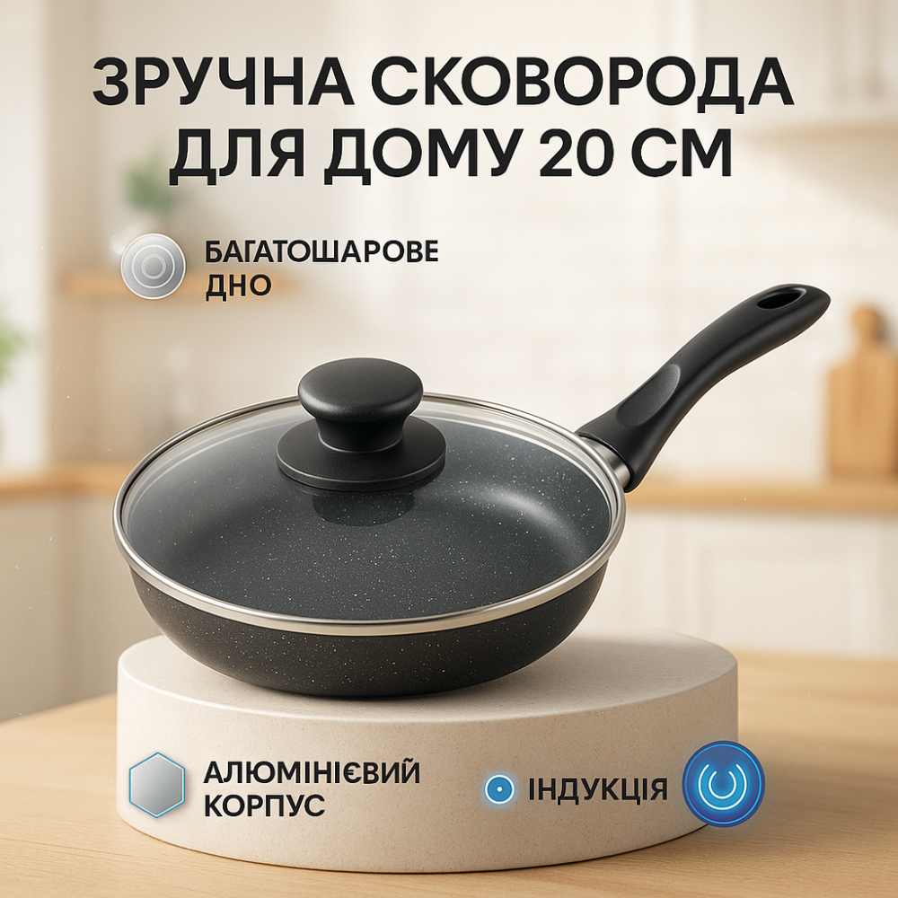Практична сковорода для кухні, Зручна у використанні сковорода кухонна для кухні GO-96 Львів - фото 10