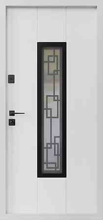 Двері вхідні SARMAK Еталон термо Монако дерев'яна панель ArWood / ПВХ біле дерево 970х2050 мм Київ