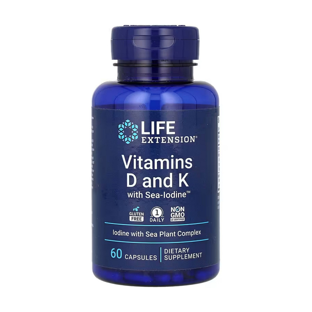 Витамин D и K с морским йодом Life Extension Vitamins D and K with Sea-Iodine™ - 60 caps Киев - изображение 1