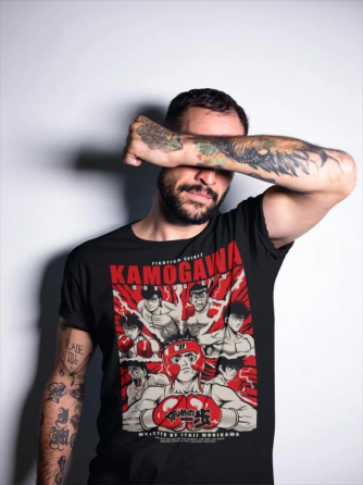 Футболка для хлопчика з аніме принтом Аніме Боксінг Хаджіме Но оверсайз (зріст від 165 до 180) Чорний AnimeJ0600m Дніпро