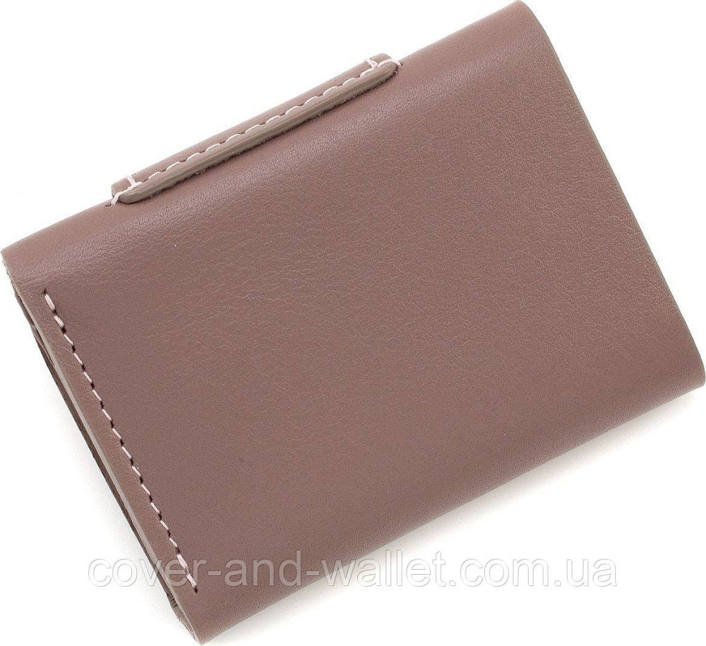 Небольшой женский кожаный кошелек пудрового цвета ручной роботы Grande Pelle Киев - изображение 6