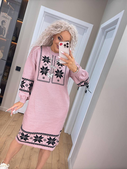 Женское вязаное платье туника  с этническим орнаментом. 44-58р Киев - изображение 5