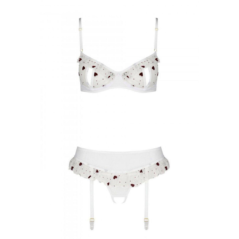 Сексуальний комплект з поясом для панчіх Passion LOVELIA SET XXL/XXXL, white Sex Aura Київ - фото 5