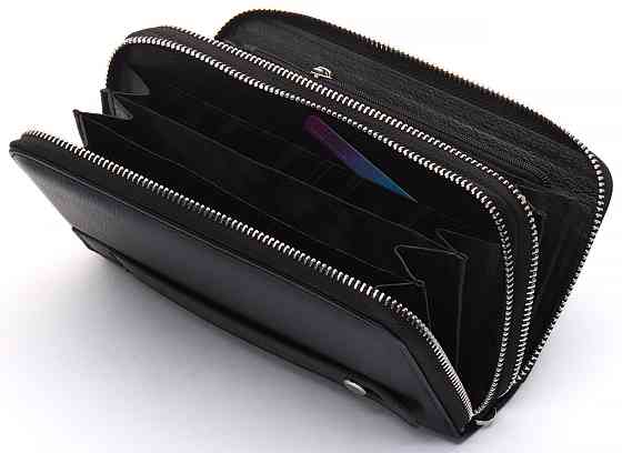 Чорний чоловічий клатч на дві блискавки з натуральної шкіри Marco Coverna MC-801-1 Київ