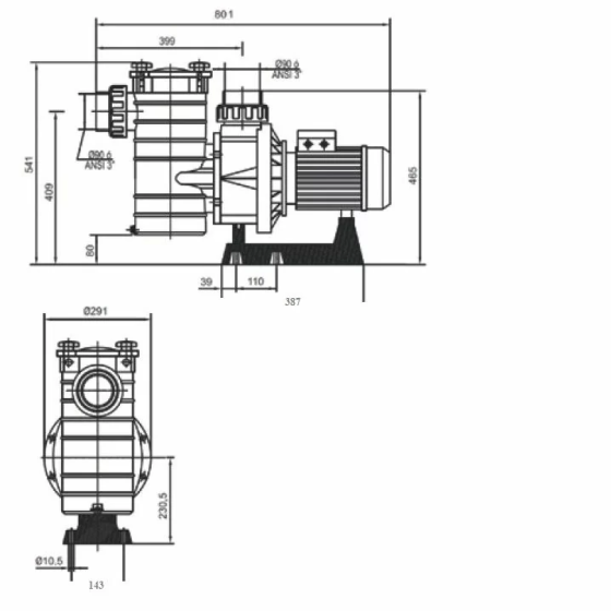 Насос для бассейна Hayward HCP38453E3 KAP450 T1.B IE3 (380 В. 66 м³/ч. 4.5 HP) Киев