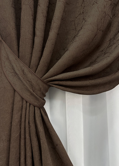 Комплект штор VR-Textil Жакард Viva Marmo № 1783ш Коричневий 150х270 см 2 шт (33-0748) Київ - фото 5