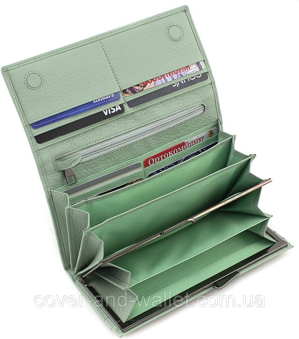 Элитный женский кошелек из натуральной кожи мятного цвета Marco Coverna W 001 Light Green Киев - изображение 1