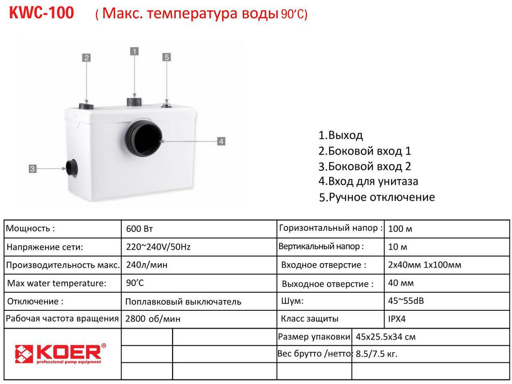 Каналізаційна установка Koer KWC-100   ( KP2927 ) 26969 Харків - фото 2