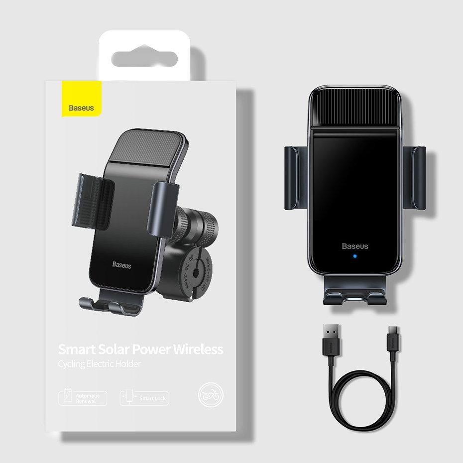 Держатель телефона на руль велосипеда автоматический Baseus Smart Solar SUZG010001 Киев - изображение 5