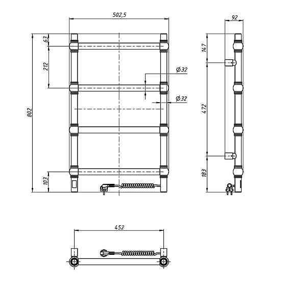 Полотенцесушитель электрический Navin Ретро 500х800 Sensor правый, черный муар Киев